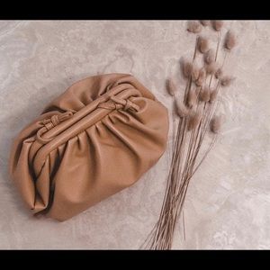Camel dumpling bag with crossbody strap